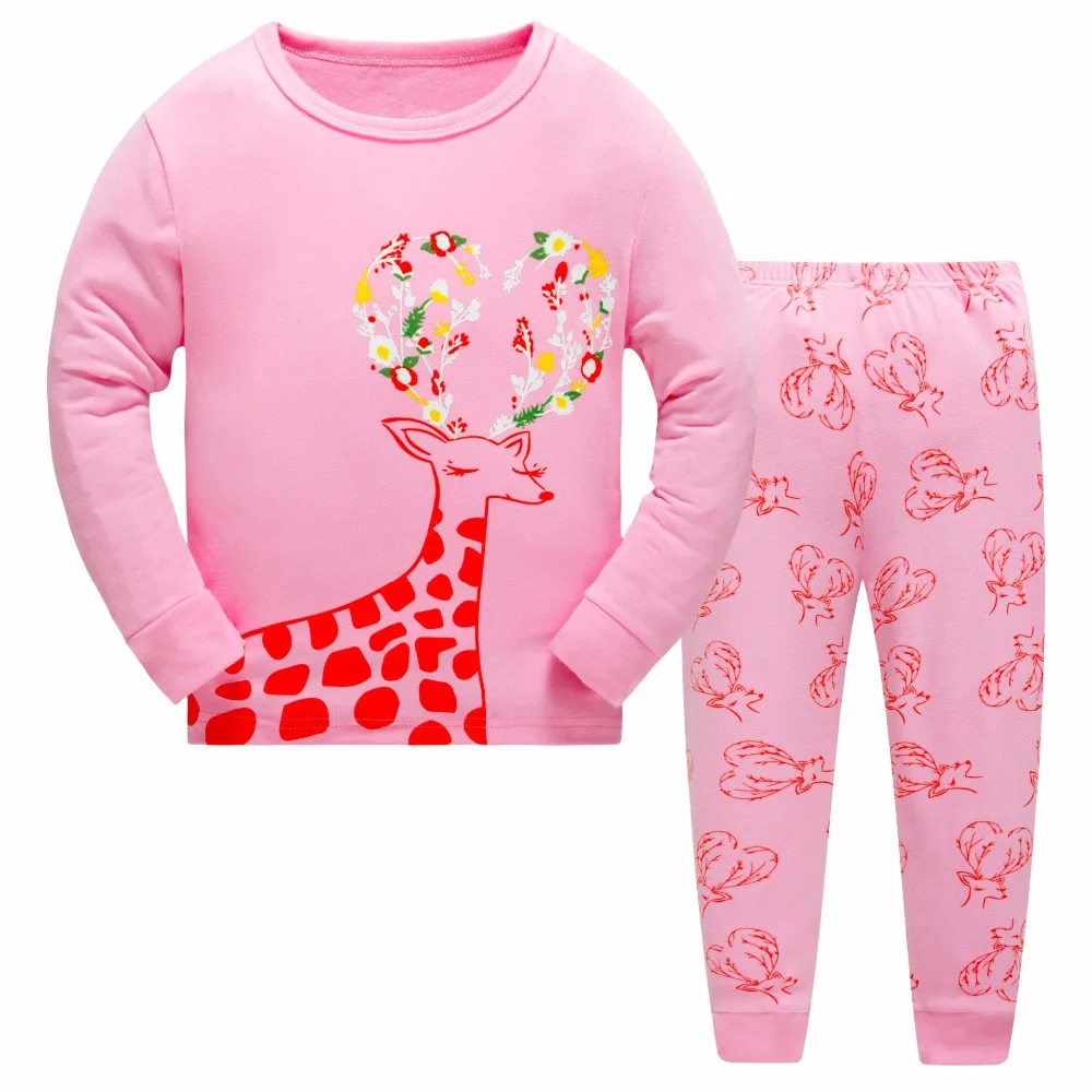 Пижамные комплекты для девочек детская одежда для сна с рисунком кота детские милые розовые пижамы комплекты одежды для детей от 2 до 7 лет пижамы для малышей H. kong