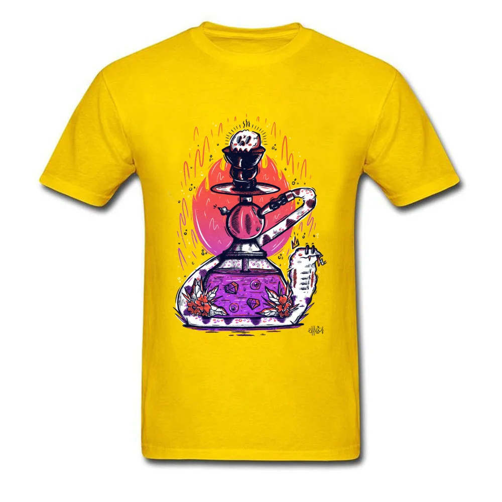 Graphic Mens T Shirts Shisha In The Grass Custom Tops T Shirt 100% Cotton Fabric Short Sleeve Leisure T Shirts O-Neck Shisha In The Grass yellow