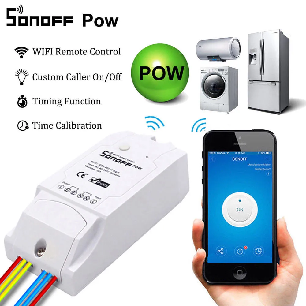 

Hot Product Snoff Pow 16A WiFi Wireless Smart Swtich Module Power Consumption Measurement Remote Control Module Free Shipping