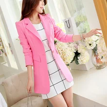 2016 New Women Fashion Spring Autumn One Button Long Suit Elegant Women Blazer Female Jacket H5E8K40