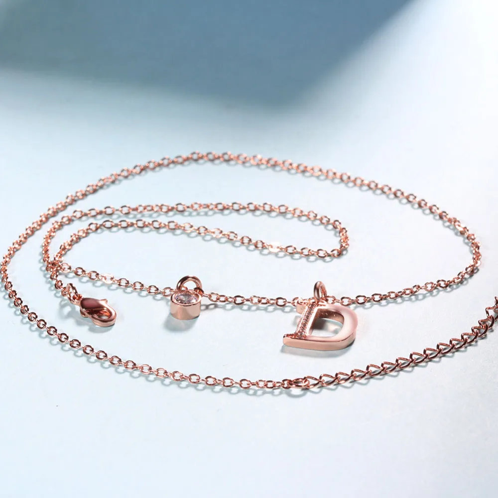 Letter Charm Pendant Necklace Rose Gold Charms