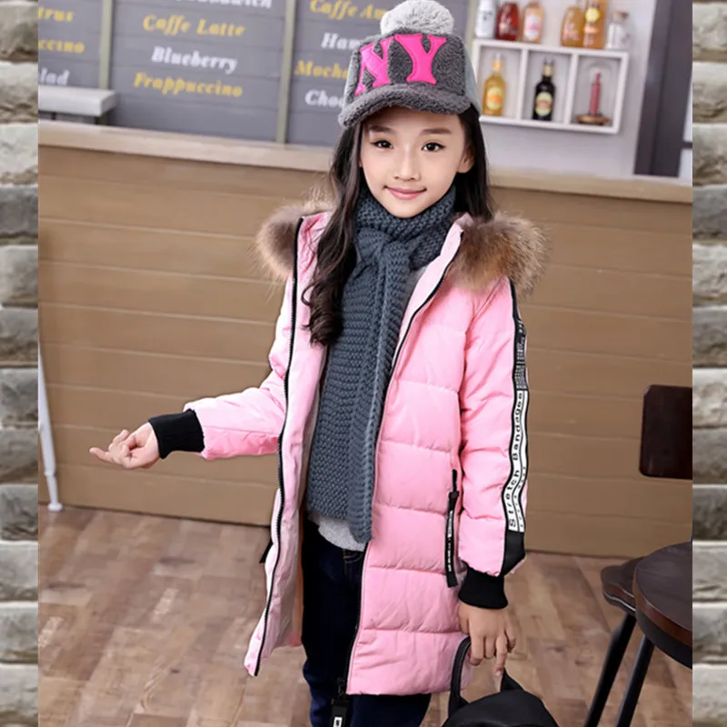 

The Children Down Boys and Girls In The Long Section of The Female Child Thickened Korean Winter Coat Fur Collar Large Clothing
