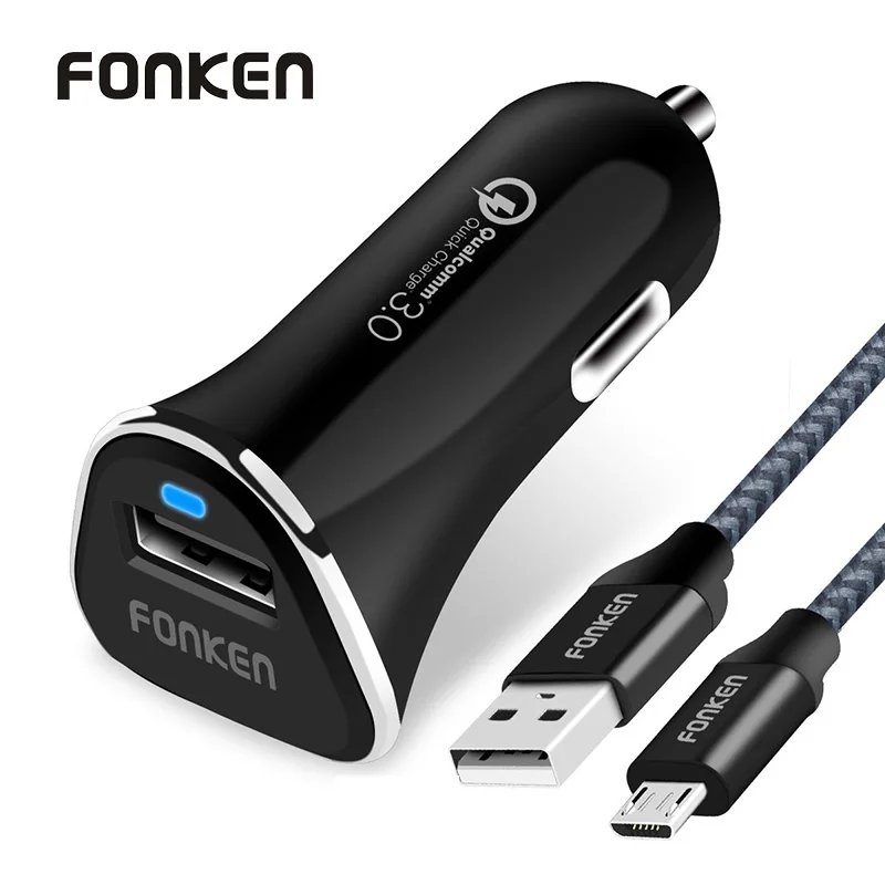 FONKEN USB شاحن سيارة سريعة تهمة 3.0 QC3.0 سيارة-شاحن سريع سيارة الهاتف شاحن 12 فولت 1.5A USB محول ل الهاتف المحمول
