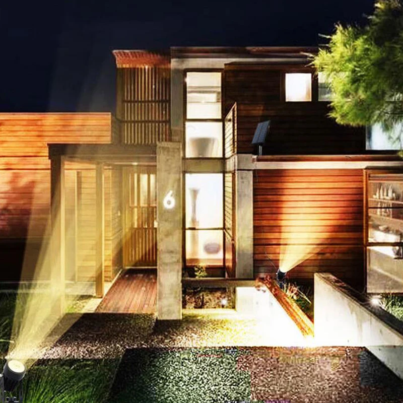 Lâmpada de Parede Destaque para Jardim Luz para Decoração do Jardim ao ar Solar Livre Duplo-headed Holofotes Quintal Gramado Luz Dropshipping 6w Led 10 Lâmpadas solares