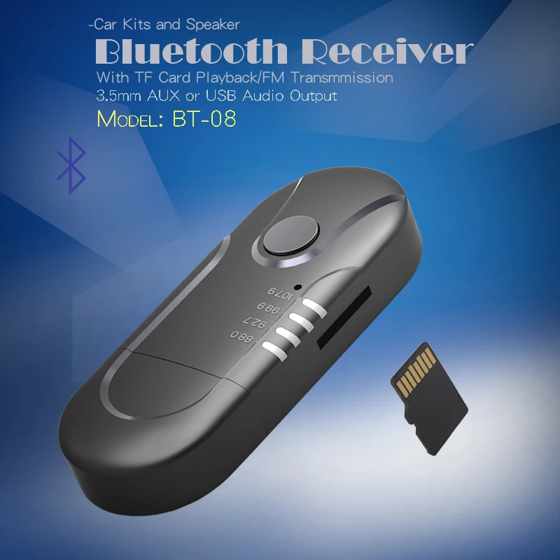 Автомобильный аудио FM передатчик Mini Usb 3,5 мм приемник Bluetooth bluetooth-стереонаушники адаптер Поддержка tf-карты Автоматическая игра для автомобиля комплект