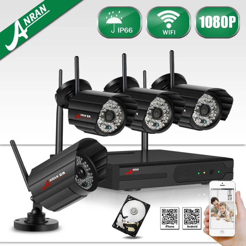  Anran 4CH WIFI NVR 1080P CCTV System 2.0 Megapixels HD IR Night Vison Home Security IP Camera Surveillance System 2TB HDD 