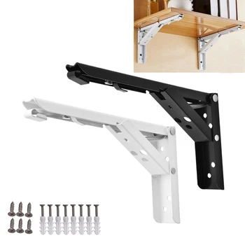 

2pcs Triangle Folding Angle Bracket 8/10/12/14 inch Heavy Support Wall Mounted Bench Table Shelf Bracket Furniture Hardware