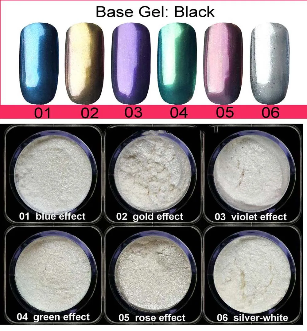

EYEWS 6COLORS MIRROR Mermaid Effect Nails Art Powder Glimmer Shimmer Dust Trend Iridescent 5g, FREE SHIP,#MGKL01-06
