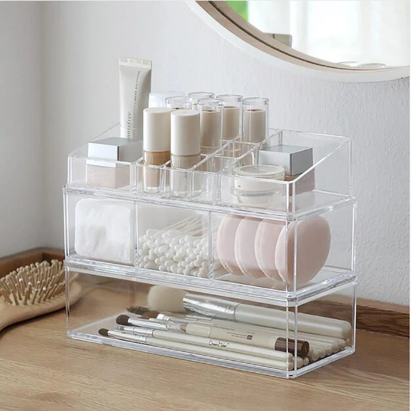  Portable Transparent Makeup Organizer Storage Box Acrylic Make Up Organizer Cosmetic Organizer Make