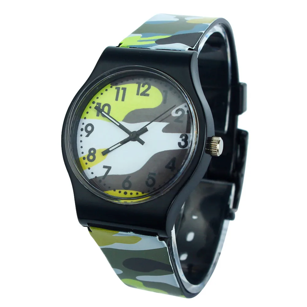 BAOLANDEHot Kids Boys Camouflage Wrist Watches Children Girls Silicone Band Strap Quartz wrist