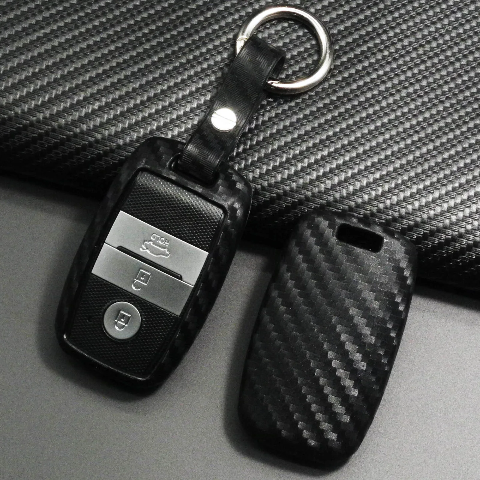 

jingyuqin Smart Carbon Silicone Car Key Case Cover For Kia Rio K2 Sedona Optima Ceed Sportage Soul Sorento Cerato Spectra Carens
