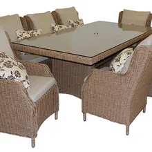 Торговая гарантия Досуг 8 местный прямоугольник обеденный набор открытый Ротанг садовая мебель