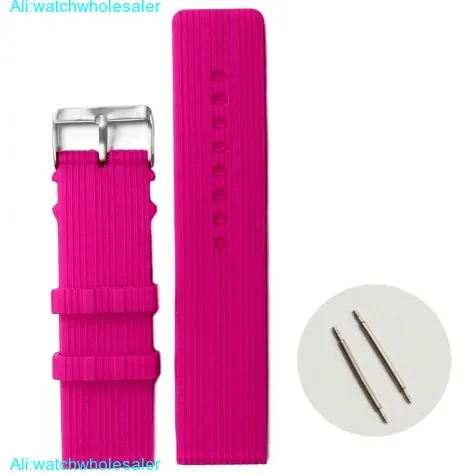 24mm Best Magenta  Silicone Jelly Rubber Ladies Watch Band Straps WB1071S24JB