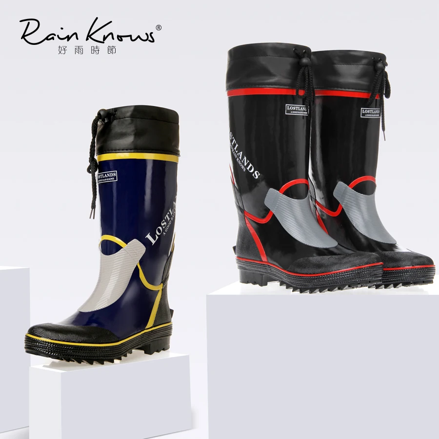 

Mid-calf Rain Boots Men Rubber Rainboots High Water Shoes Pvc Gummistiefel Rainboots Flat Anti-slip Plus Size 46 Fashion Casual