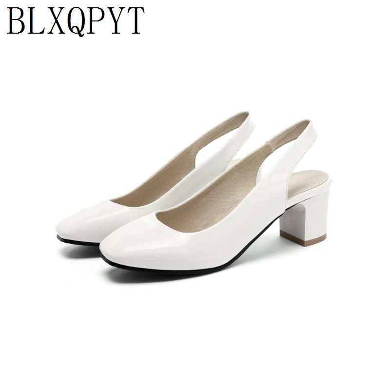 

BLXQPYT New Spring Summer Style Sandals Women Shoes Big Size 32-45 High Heels Round Toe Pumps wedding Party shoes Woman C5-15