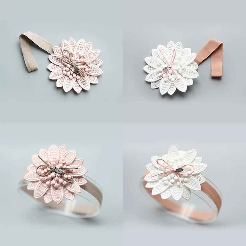 

New Creative Light Pink Flower Bow Hairbands Children Headbands Elastic Hair Band Kids Hair Accessories Girls Headwear
