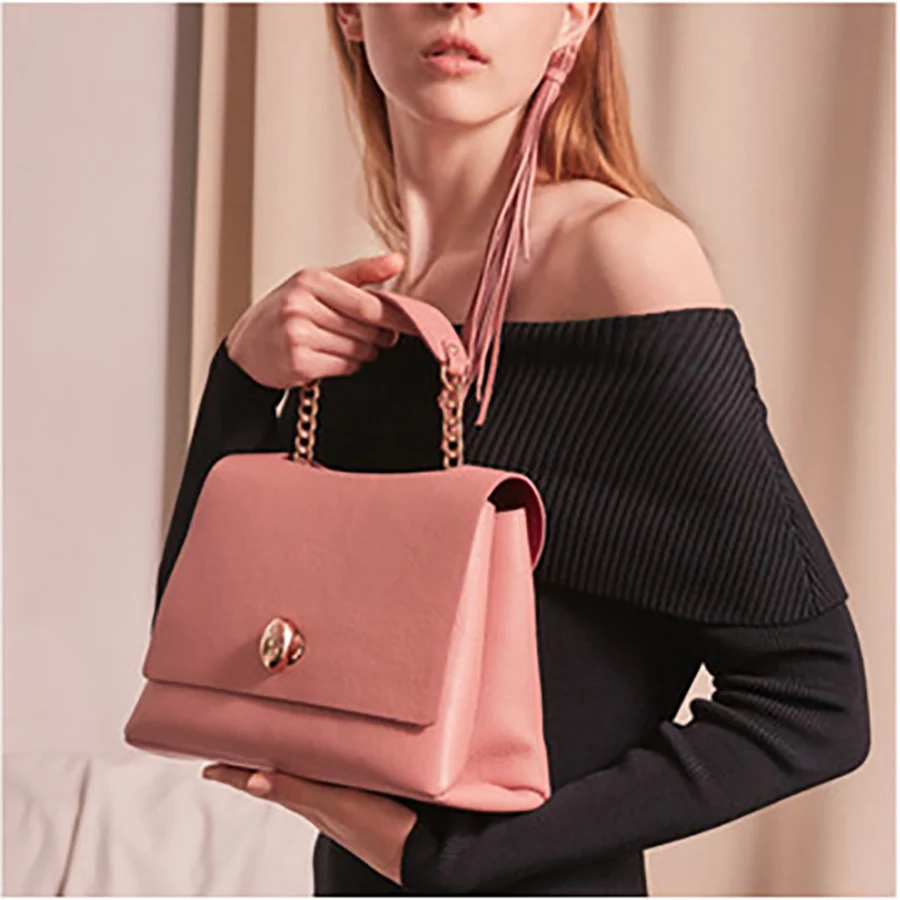

Women Chain Doctor Bag Solid Color Casual Shoulder Bags Designer Flip Handbag For Women Large Capacity Business Messenger Bags