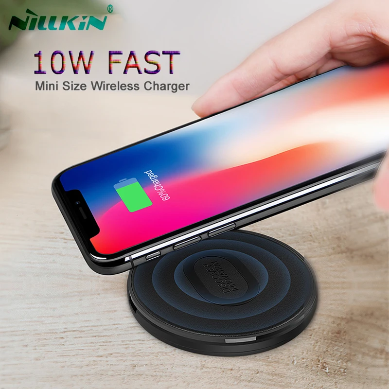 

NILLKIN 10W Fast Qi Wireless Charger for Samsung Galaxy S10Plus/S10e/S9 Button Mini Wireless Charging Pad for IPhone Xs Max Mi9