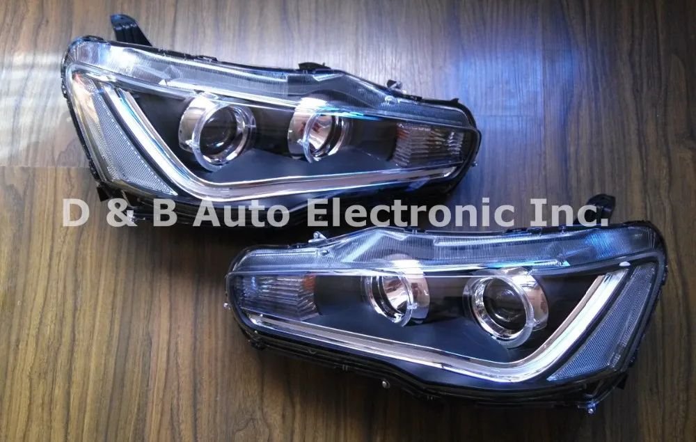 1 пара Фирменная Новинка светодиодные фары LED фара с двойным объективом для Mitsubishi Lancer EX 2010-2013'
