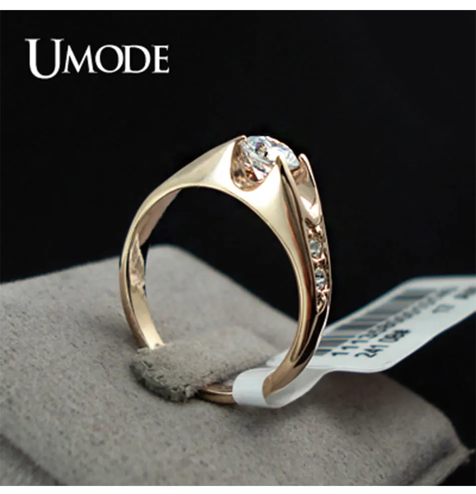 UMODE Кольца для помолвки с покрытием из розового золота 18к и фианитами 0,5к JR0064A