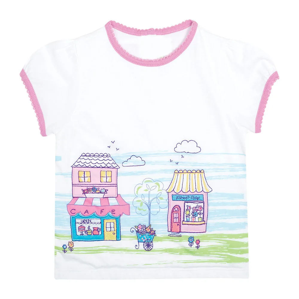 

Little Maven New Girls Summer Fashion Stores Printed Short O-neck Brand Cotton Quality Knitted Children Tshirt