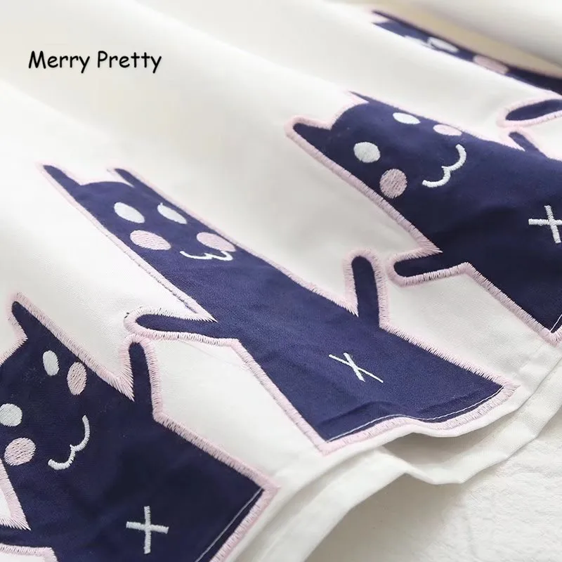 Женское платье в стиле преппи Merry Pretty летнее с воротником морском вышивкой для