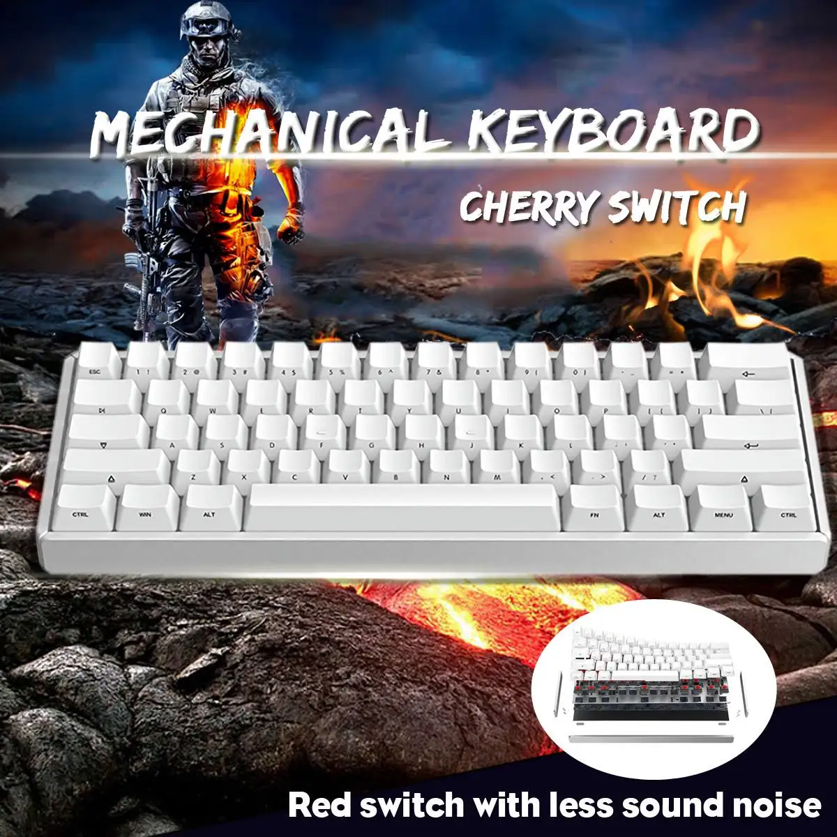 

LEORY IQUNIX F60 60% bluetooth 3.0 Type-C Wired Cherry MX Red Switch PBT Keycaps Mechanical Keyboard 295X104X42mm