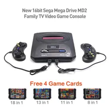 16bit Sega Mega Drive MD2 Livre 4 Cartões de Jogo Da Família Nova TV PAL saída de Vídeo Game Console Jogador do jogo Retro