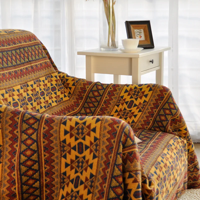 Хлопковое одеяло для дивана, индийский ковер для гостиной, спальни, ковер для дивана, одеяло с геометрическим узором, турецкое этническое покрывало с узором