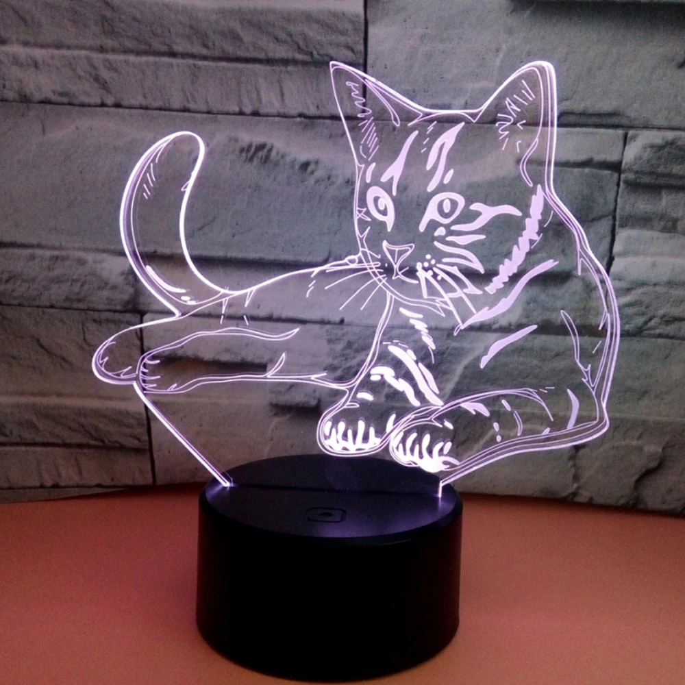Кошка 3 d стерео и лампа LED красочный сенсорный градиент гостиная спальня