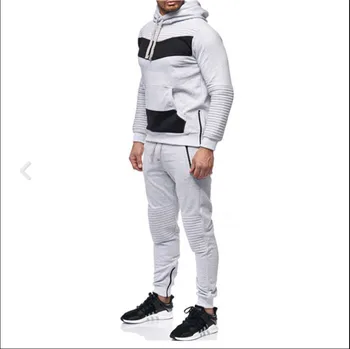 

2019 Camouflage Printed Set Causal Patchwork Jacket Men 2Pcs Tracksuit Hoodie 2 Pieces Autumn Sporting Track Suit Male Fitness