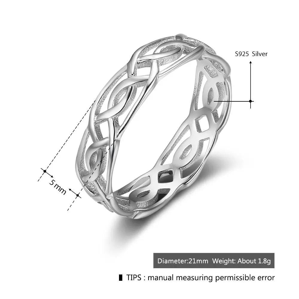 100% 925 Sterling Silver Rings For Women Weaving Vintage Rings Romantic Gift to Lovers(JewelOra RI102824)