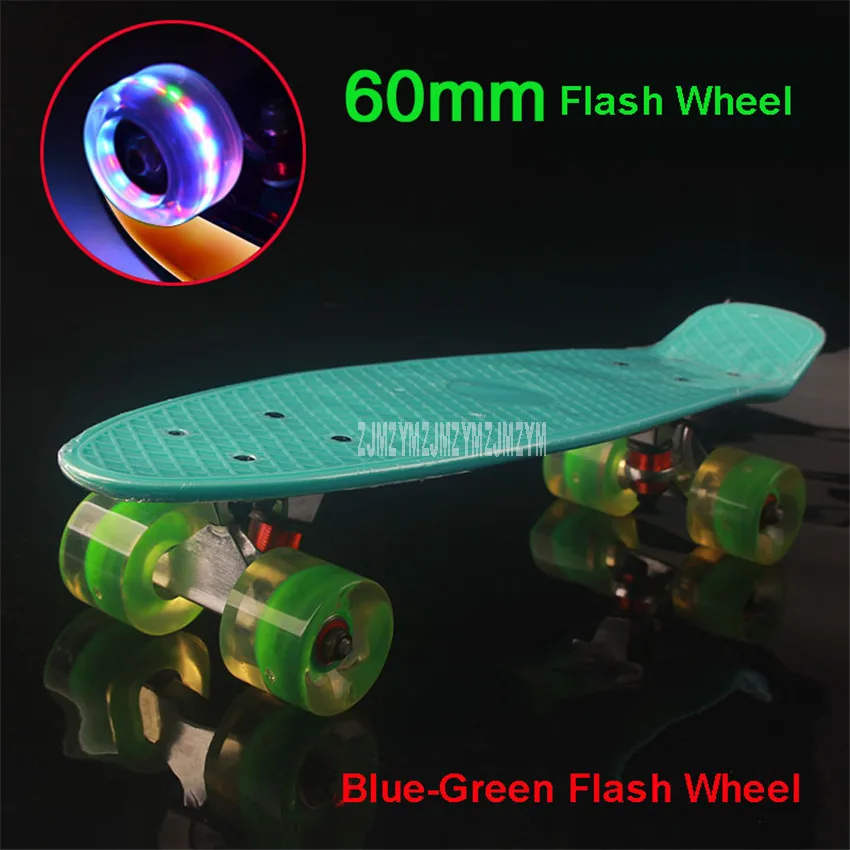 Четырехколесный мини скейтборд в стиле ретро, классический Скейтборд в стиле крейсера, Уличный Скейтборд для взрослых или детей, самокат, скейтборд - Цвет: Blue-Green Flash