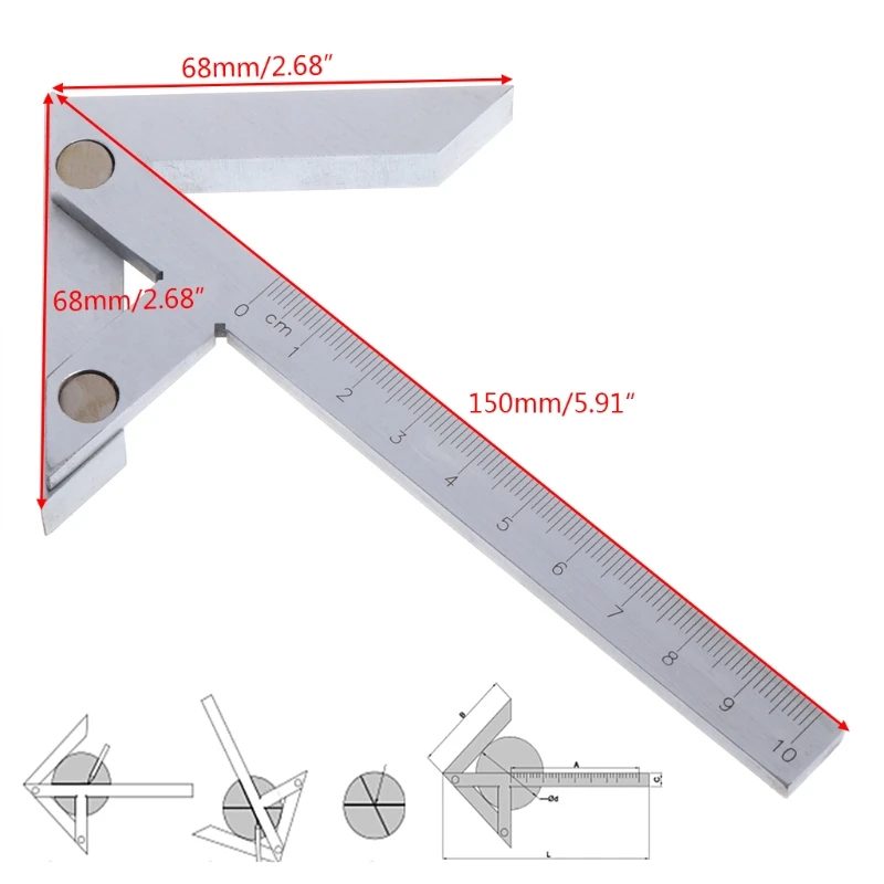 

Centering Square 100*70mm Gaging Center Gauge Round Bar Marking Center Finder