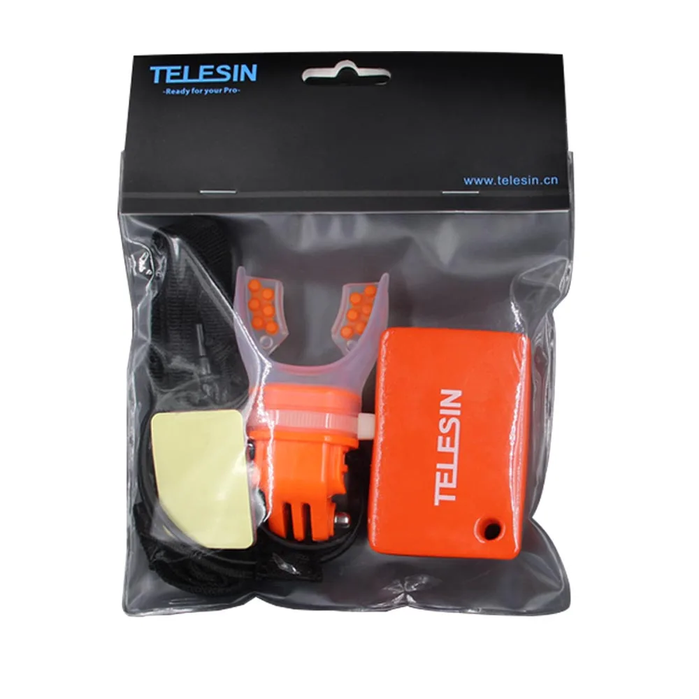 TELESIN Surfing Shoot Camera Mouth Mount + Floaty Float Lanyard Strap for GoPro for SJCAM Xiaomi YI 4K Camera Sport Accessories