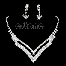 Vogue свадебный горный хрусталь кристалл ожерелье серьги V-shape ювелирные наборы