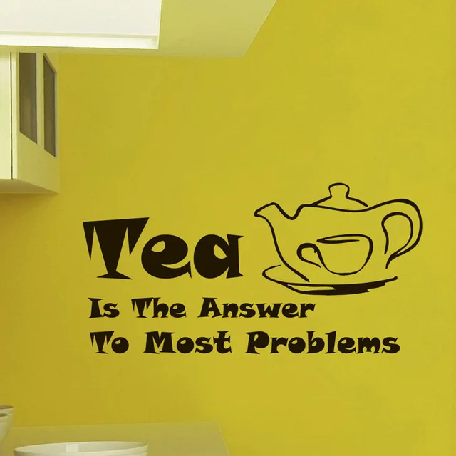 Free Shipping Tea Is The Answer Quotes Wall Decals Teapot Teacup Pattern Home Deor DIY Vinyl
