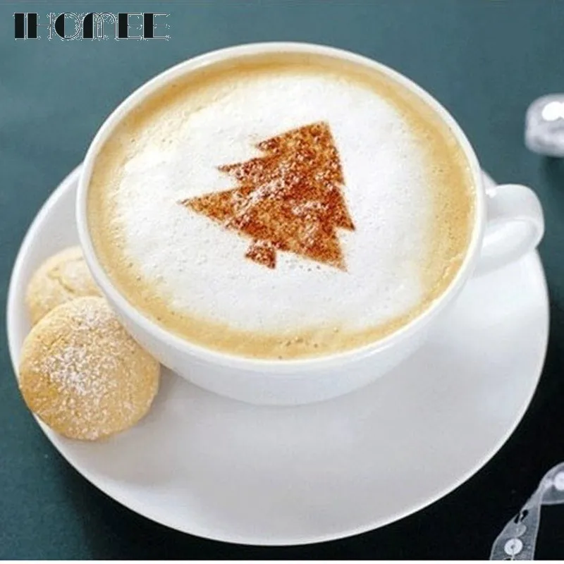 

16Pcs Coffee Tools Cappuccino Kitchen Art Stencils Cake Duster Templates Coffee Tools Accessories Gusto Nespresso Dolce F24Z15