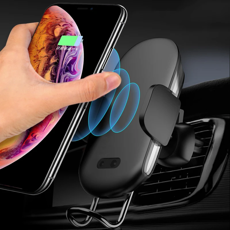 

Qi Car Wireless Charger For iPhone XR X XS Max Samsung s9 Phone Charger Intelligent Infrared Sensor Fast Wireless Charging dock