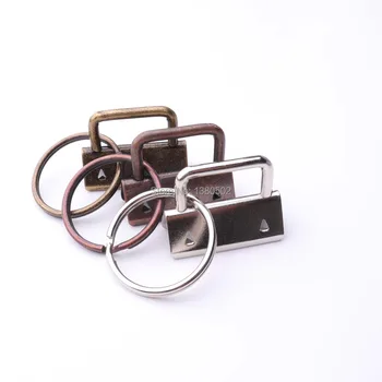 

20pcs /lot 32mm copper nickel bronze color Key Fob Hardware with key ring Split ring For wrist Wristlets Cotton lanyard