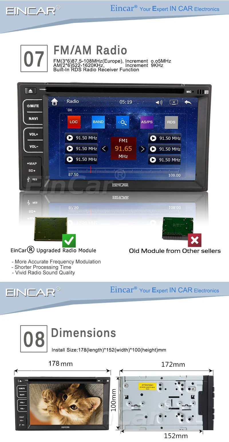 Flash Deal Double 2 Din CD DVD Player 6.2" Capacitive Multi Touchscreen Car Radio Bluetooth Stereo GPS with 8GB GPS Map Card USB SD Music 6