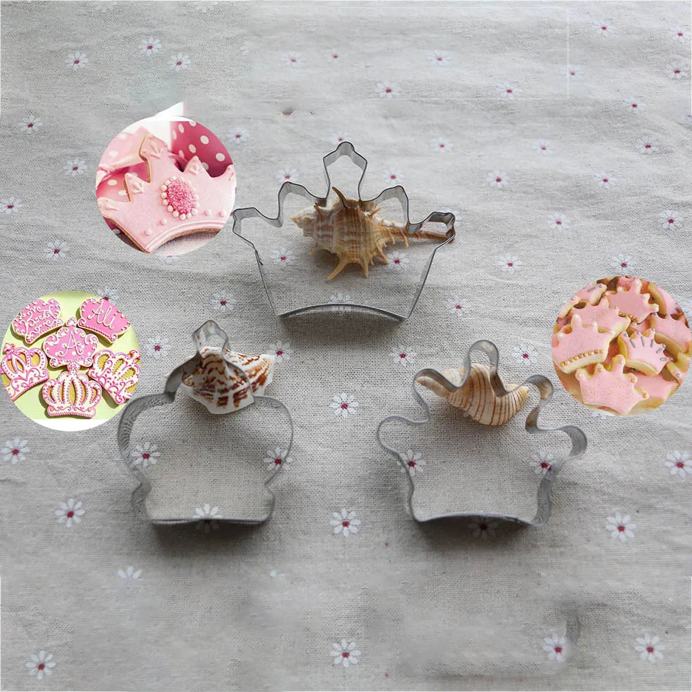 

3 pcs/Lot Crown Shape Cookie Cutter Stainless Steel Snow Form Cookie Molds DIY Fondant Cake Decoration Mould chocolate mold