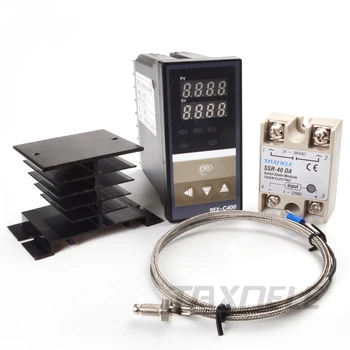 

Dual Digital PID Temperature Controller REX-C400 with Sensor K thermocouple M6 input SSR replyOutput SSR-40DA REXC-400