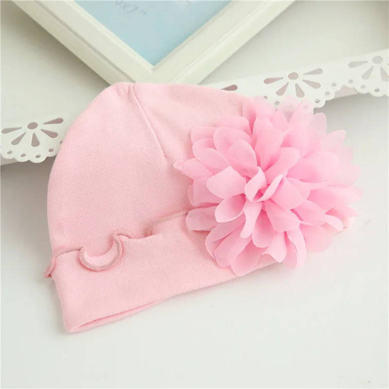 Newborn Hat Cute Big Flower Cap Baby Girls Infant Soft Cotton Caps Girl