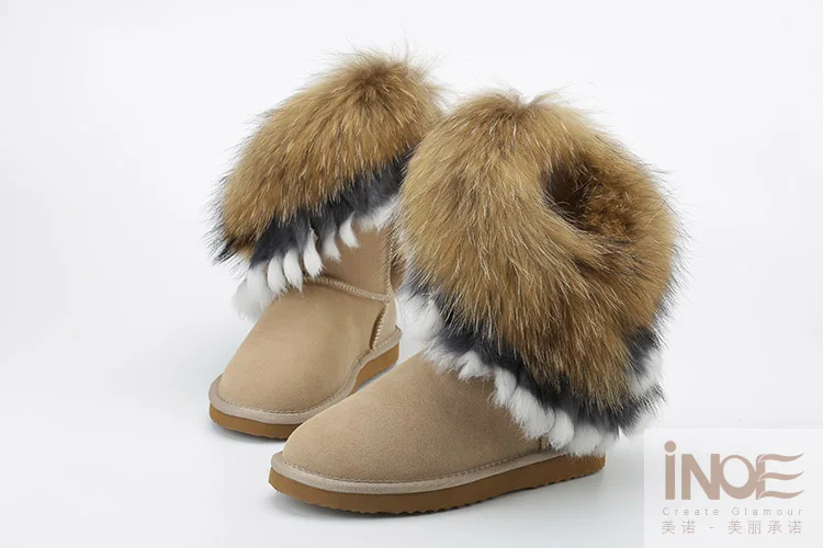 Модные зимние женские замшевые ботинки из натуральной овечьей кожи с бахромой и натуральным лисьим мехом; зимняя обувь с меховой подкладкой