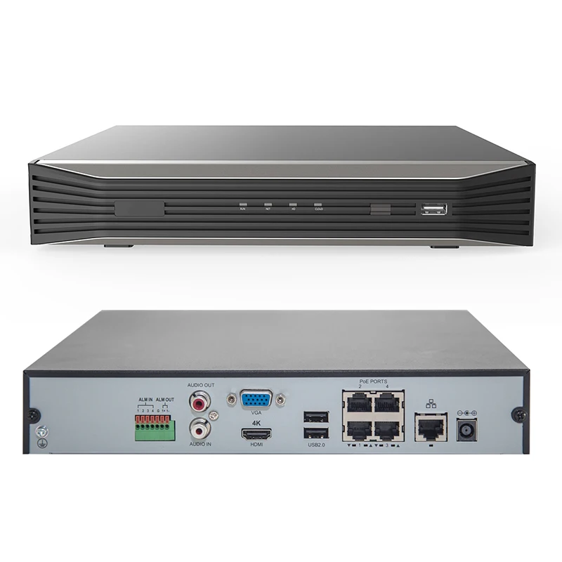 UniLook 4K разрешение 4CH POE NVR NVR3004-4K-4P 4 канала Plug& Play сетевой видеорегистратор H.265 4 POE порта 1-ch HDMI до 8MP