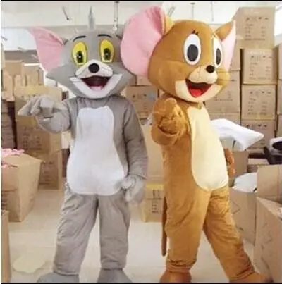 

New Tom Cat and Jerry Mouse mascot costume, Tom and Jerry cartoon dolls performance clothing Free Shipping