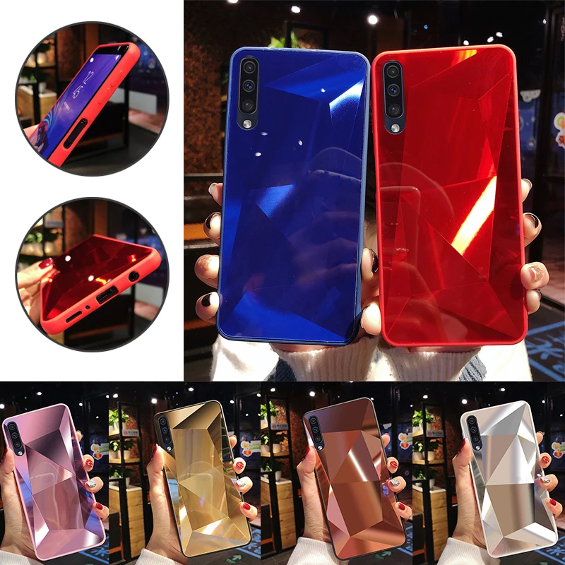 

Luxury 3D Diamond Mirror Silicone Plating Slim Phone Case Cover For Samsung Galaxy S10 Plus A50 A70 M10 Shockproof Bling