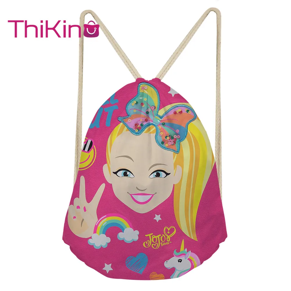 

Thikin Jojo Siwa Casual Sack Drawstring Bag for Gorls Women Travel Backpack Toddler Softback Lady Beach Mochila DrawString Bag