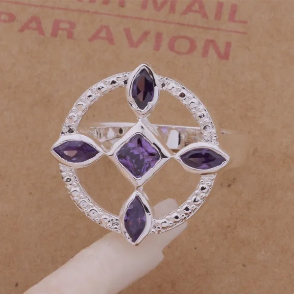 

925 Sterling Silver Ring Fashion Jewerly Ring Women&Men Five purple inlaid stone /aggaixna bsmakjta AR154
